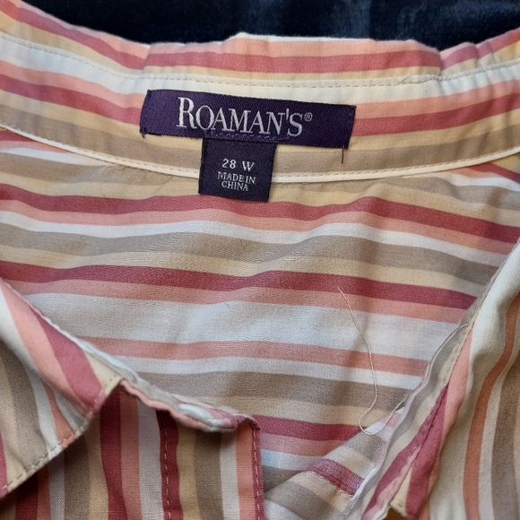 NWOT striped button-down blouse from Roaman's, women's size 28W - Picture 4 of 7